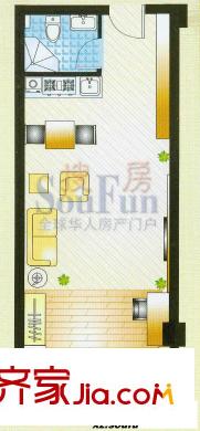 華隆財富大廈戶型圖C戶型 1室1廳1衛(wèi)