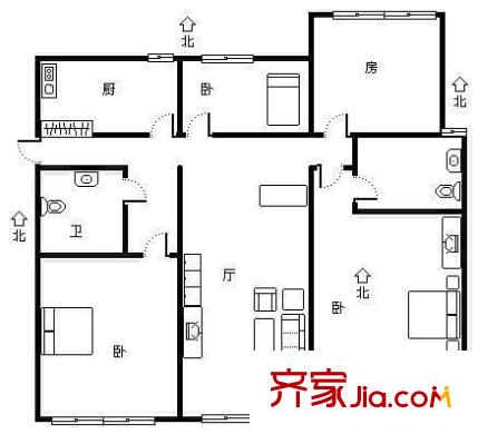 芙蓉南苑 3室 戶型圖