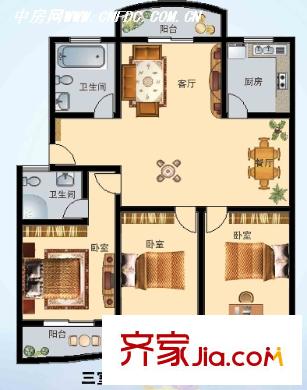 城市楓景戶型圖4 2室2廳2衛(wèi)1廚