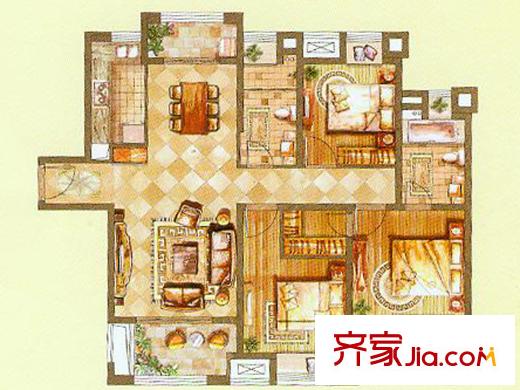 月星?星湖灣9#、10#、11#邊戶戶型 3室2廳2衛(wèi)1廚