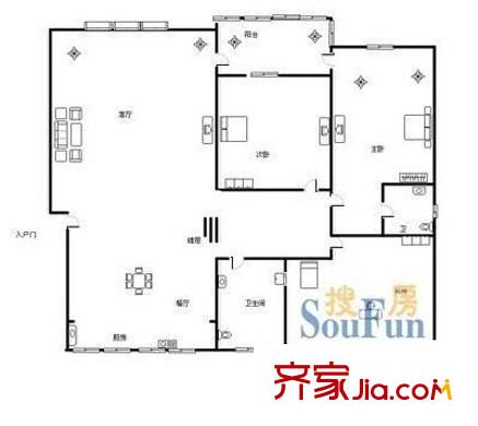龍泉花園 3室 戶型圖
