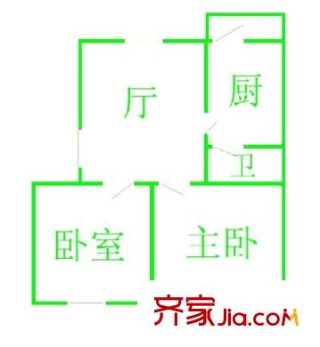 翟山小區(qū)戶型圖17 1室1廳1衛(wèi)1廚