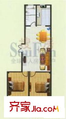 舜禾宮寓戶型圖A戶型 2室2廳1衛(wèi)1廚