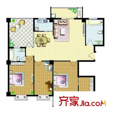 萬(wàn)和佳苑戶型圖M戶型 3室2廳2衛(wèi)1廚