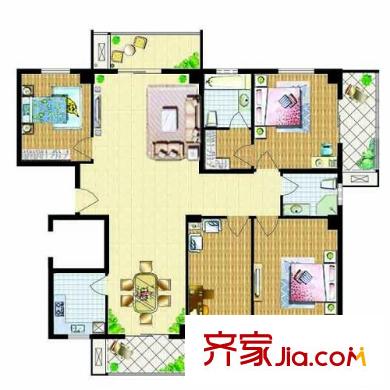 萬和佳苑戶型圖N戶型 4室2廳2衛(wèi)1廚