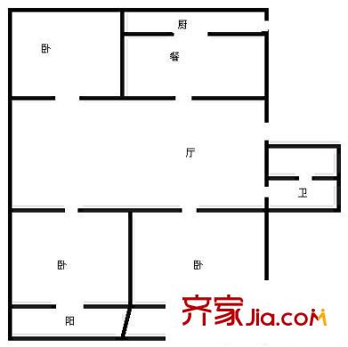 中級法院宿舍 3室 戶型圖