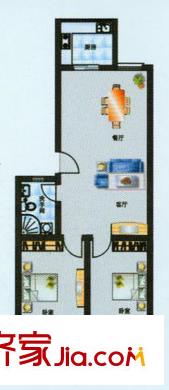 驛城花園戶型圖C戶型 2室2廳1衛(wèi)1廚