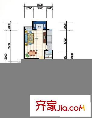 翠湖新語戶型圖戶型4 2室2廳1衛(wèi)1廚