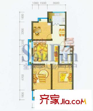 南湖怡秀園戶型圖3室2廳1衛(wèi)1廚