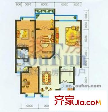 南湖怡秀園戶型圖3室2廳2衛(wèi)1廚