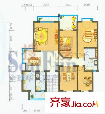 南湖怡秀園戶型圖4室2廳2衛(wèi)1廚