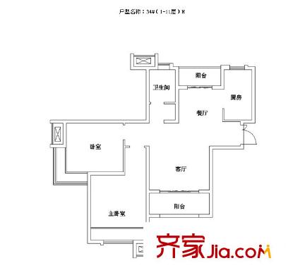 奎園新居戶型圖2 4室2廳2衛(wèi)1廚