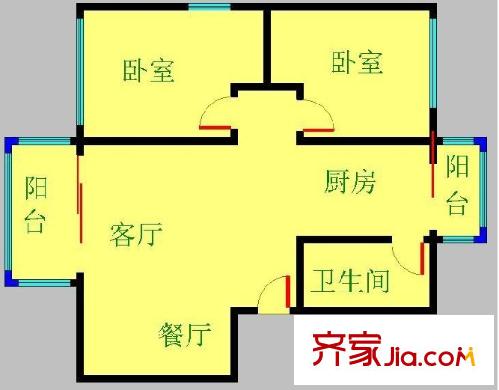 恒藝花園戶型圖47 3室2廳1衛(wèi)1廚