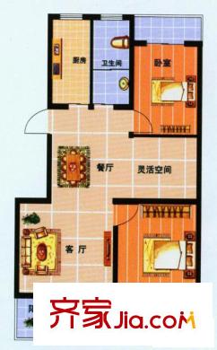山水麗庭戶型圖戶型1 2室2廳1衛(wèi)1廚