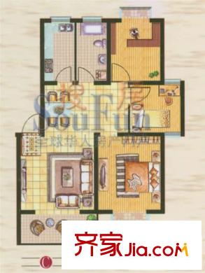 永新人家戶型圖C戶型 3室2廳1衛(wèi)1廚