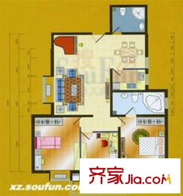 望景花園名人居戶型圖3室2廳2衛(wèi)1廚