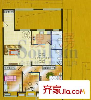 望景花園名人居戶型圖3室2廳2衛(wèi)1廚