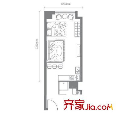 礦大南都公寓 1室 戶型圖