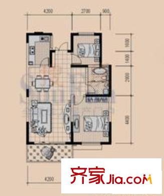 穎都上花園戶型圖A戶型 2室2廳1衛(wèi)1廚