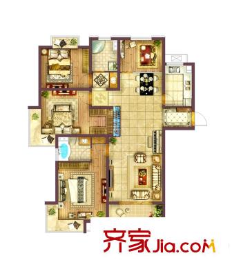 月星公館戶型圖大境人生 4室2廳1衛(wèi)1廚