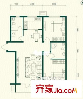 興隆花園戶型圖3 2室1廳1衛(wèi)1廚