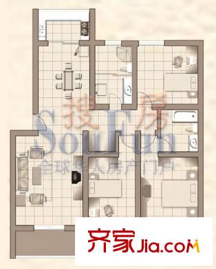 美麗樵村戶型圖逸情雅居 3室2廳2衛(wèi)1廚