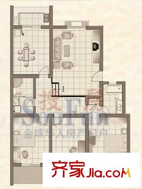 美麗樵村戶型圖鉆石新貴 3室2廳2衛(wèi)1廚