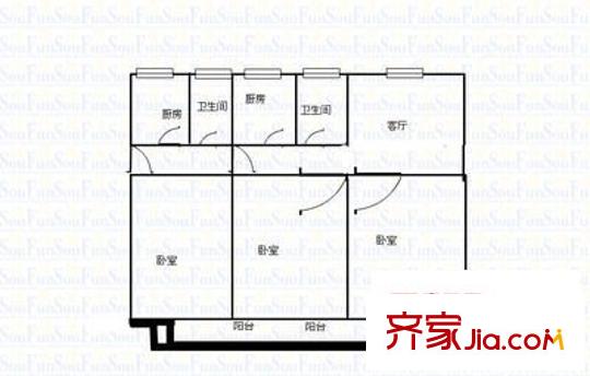 蓮花小區(qū) 3室 戶型圖
