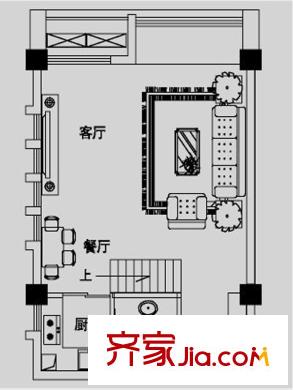 欣欣家園戶型圖愛(ài)尚公館下層 2廳1衛(wèi)1廚