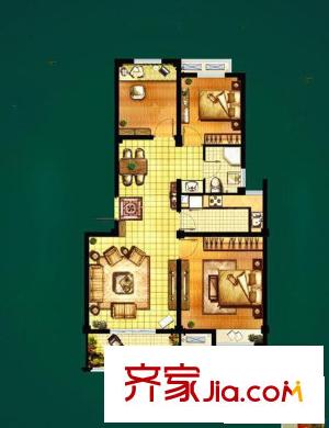 山水灣戶型圖D4戶型 3室2廳1衛(wèi)
