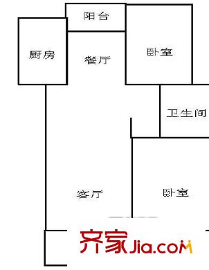 蘇堤小區(qū)戶型圖1 2室1廳1衛(wèi)1廚