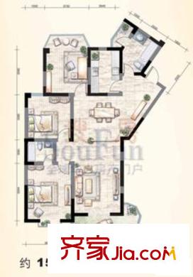 金庭嘉園戶型圖3室2廳2衛(wèi)1廚
