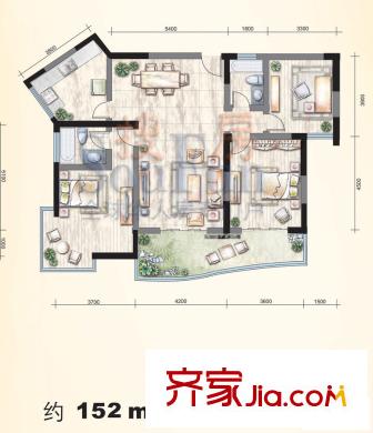 金庭嘉園戶型圖3室2廳2衛(wèi)1廚