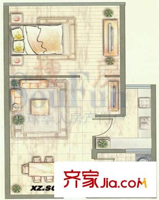 金庭嘉園戶型圖1室1廳1衛(wèi)1廚