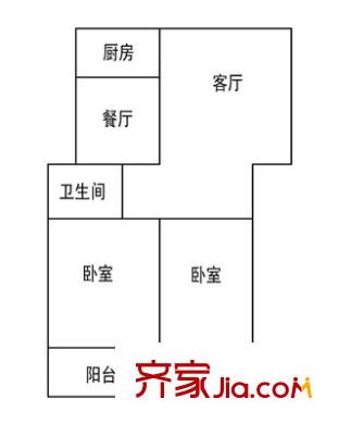 濱河花園 2室 戶型圖