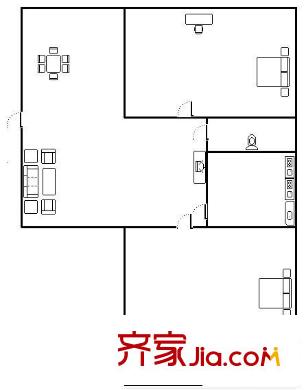 天成花園 2室 戶型圖