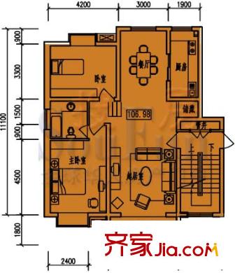 南山庭院戶型圖2室2廳1衛(wèi)1廚