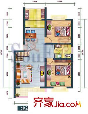 金山曉月戶型圖2室2廳1衛(wèi)1廚