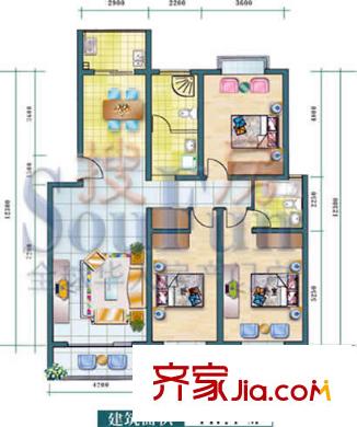 金山曉月戶型圖3室2廳2衛(wèi)1廚