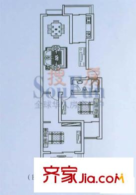 春雨花園戶型圖戶型B 2室2廳1衛(wèi)1廚