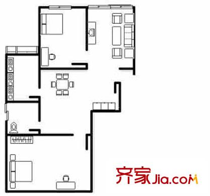錦繡嘉園戶型圖30 2室1廳1衛(wèi)1廚