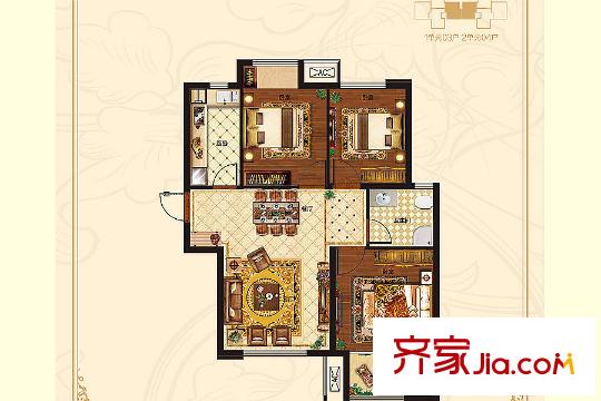 榮盛?花語城14#15#16#中間戶H戶 3室2廳1衛(wèi)1廚