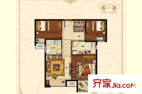 榮盛?花語城14#15#16#中間戶G戶型 3室2廳1衛(wèi)1廚