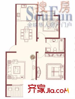 漢府雅園戶型圖戶型圖 3室2廳1衛(wèi)1廚