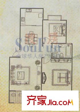 漢府雅園戶型圖6期戶型 2室2廳1衛(wèi)1廚