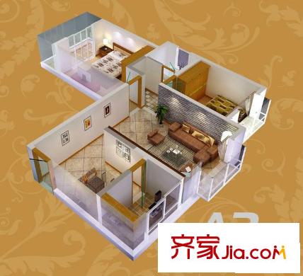 福源國際戶型圖A3戶型 2室2廳1衛(wèi)1廚