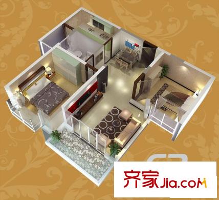 福源國際戶型圖C2戶型 2室2廳1衛(wèi)1廚