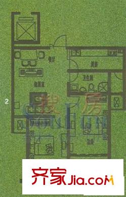 小康人家戶型圖三期戶型A2 2室2廳1衛(wèi)1廚