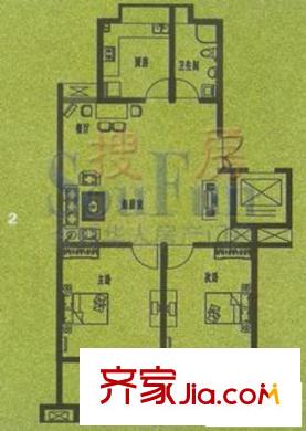 小康人家戶型圖三期戶型B2 2室2廳1衛(wèi)1廚