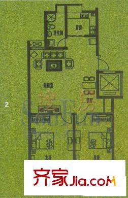 小康人家戶型圖三期戶型C2 2室2廳1衛(wèi)1廚